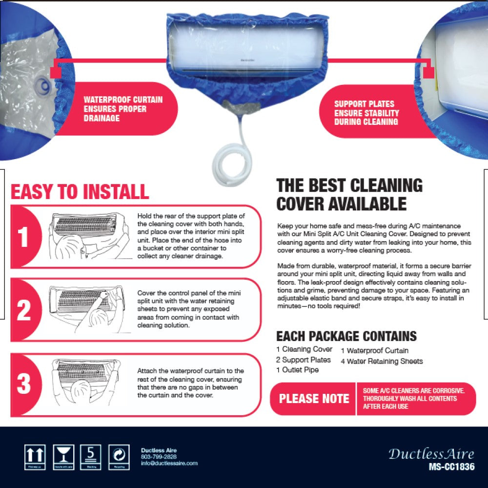 Mini Split Cleaning Cover 18,000 BTU to 36,000 BTU Units