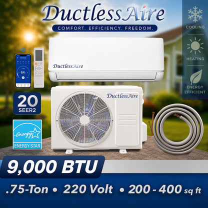 9,000 BTU 20 SEER2 R454b Mini Split Heat Pump - (350-400 Sq. Ft. Coverage) Model # 454-09-KA
