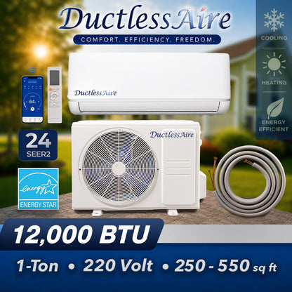 12,000 BTU 23.1 SEER2 R454b Mini Split Heat Pump - (450-600 Sq. Ft. Coverage)