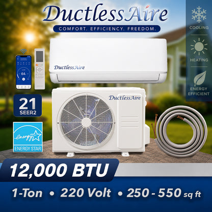 12,000 BTU 20.5 SEER2 R454b Mini Split Heat Pump - (450-600 Sq. Ft. Coverage) Model # 454-12-KA