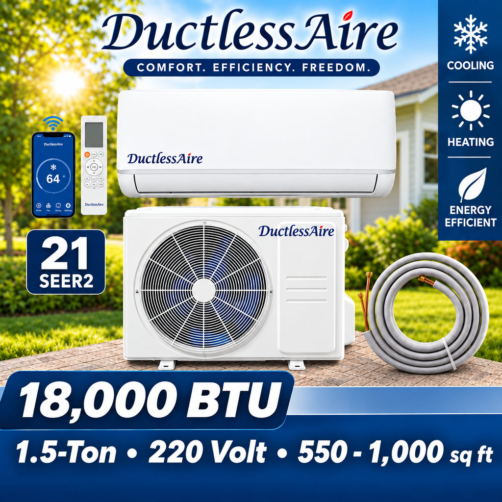 18,000 BTU 21 SEER2 R454b Mini Split Heat Pump - (650-900 Sq. Ft. Coverage) Model # 454-18-KA