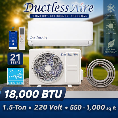 18,000 BTU 21 SEER2 R454b Mini Split Heat Pump - (650-900 Sq. Ft. Coverage) Model # 454-18-KA