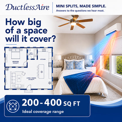 9,000 BTU 24.6 SEER2 R454b Mini Split Heat Pump - (350-400 Sq. Ft. Coverage)