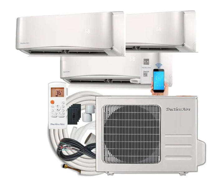 28,000 BTU R454b Multi Zone with (2) 9000 BTU and (1) 12,000 BTU Indoor Units (Up to 1,300 Combined Sq. Ft. Coverage)